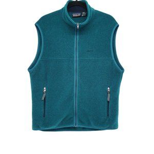 Vintage Patagonia Synchilla Men Blue Teal Full Zip Fleece Vest Made USA Size L